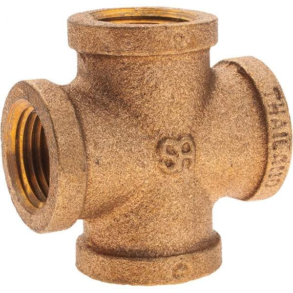 Merit Brass - Class 125, 1/2" Internal Pipe, Brass Cross - All FNPT - Eagle Tool & Supply