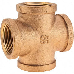 Merit Brass - Class 125, 1-1/4" Internal Pipe, Brass Cross - All FNPT - Eagle Tool & Supply