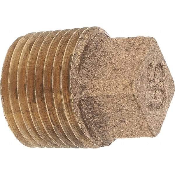 Merit Brass - Class 125, 3/8" Internal Pipe, Brass Square Head Plug - MNPT - Eagle Tool & Supply