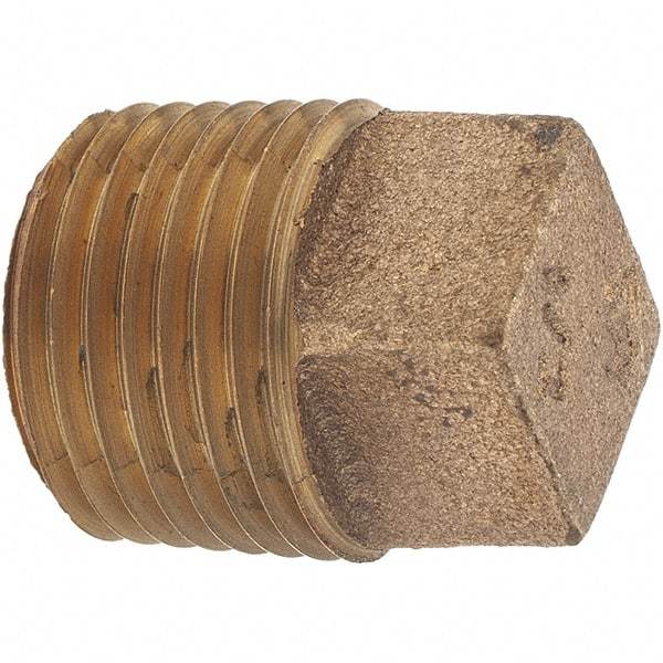 Merit Brass - Class 125, 1/2" Internal Pipe, Brass Square Head Plug - MNPT - Eagle Tool & Supply