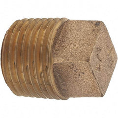 Merit Brass - Class 125, 1/2" Internal Pipe, Brass Square Head Plug - MNPT - Eagle Tool & Supply