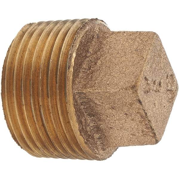 Merit Brass - Class 125, 3/4" Internal Pipe, Brass Square Head Plug - MNPT - Eagle Tool & Supply