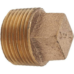 Merit Brass - Class 125, 3/4" Internal Pipe, Brass Square Head Plug - MNPT - Eagle Tool & Supply