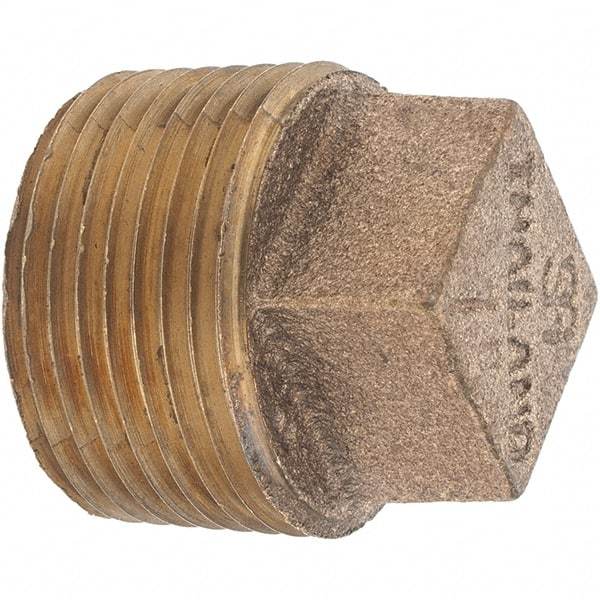 Merit Brass - Class 125, 1" Internal Pipe, Brass Square Head Plug - MNPT - Eagle Tool & Supply