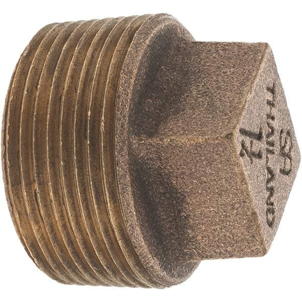 Merit Brass - Class 125, 1-1/4" Internal Pipe, Brass Square Head Plug - MNPT - Eagle Tool & Supply