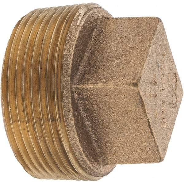 Merit Brass - Class 125, 1-1/2" Internal Pipe, Brass Square Head Plug - MNPT - Eagle Tool & Supply