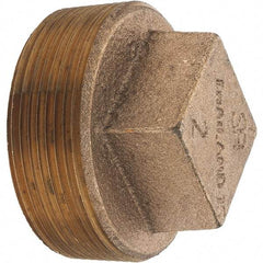 Merit Brass - Class 125, 2" Internal Pipe, Brass Square Head Plug - MNPT - Eagle Tool & Supply
