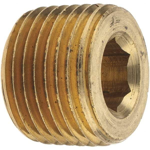Merit Brass - Class 125, 1/2" Internal Pipe, Brass Countersunk Plug - MNPT - Eagle Tool & Supply