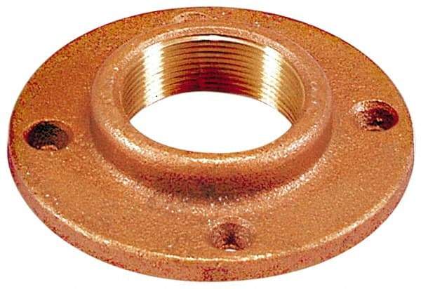 Merit Brass - 1-1/2" Pipe, 5" OD, 7/8" Hub Length, Brass & Chrome Plated, Companion Pipe Flange - 3-7/8" Across Bolt Hole Centers, 5/8" Bolt Hole, Class 125 - Eagle Tool & Supply