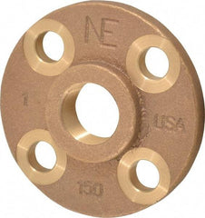 Merit Brass - 1" Pipe, 4-1/4" OD, 11/16" Hub Length, Brass & Chrome Plated, Companion Pipe Flange - 3-1/8" Across Bolt Hole Centers, 5/8" Bolt Hole, Class 125 - Eagle Tool & Supply