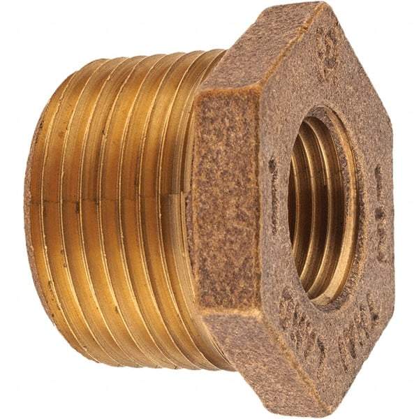 Merit Brass - Class 125, 1 x 1/2" Internal Pipe, Brass Hex Bushing - MNPT x FNPT - Eagle Tool & Supply