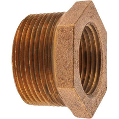 Merit Brass - Class 125, 1-1/4 x 1" Internal Pipe, Brass Hex Bushing - MNPT x FNPT - Eagle Tool & Supply