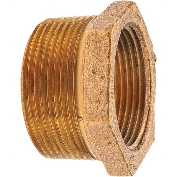 Merit Brass - Class 125, 1-1/2 x 1-1/4" Internal Pipe, Brass Hex Bushing - MNPT x FNPT - Eagle Tool & Supply