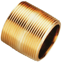 Merit Brass - 12" Long, 2" Pipe Threaded Brass Pipe Nipple - NPT Thread, Red Brass - Eagle Tool & Supply