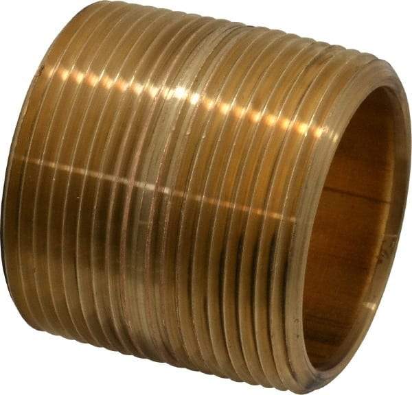 Merit Brass - 1-3/4" Long, 1-1/2" Pipe Threaded Brass Pipe Nipple - NPT Thread, Red Brass - Eagle Tool & Supply