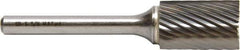 M.A. Ford - 6.4mm Cut Diam, 3mm Shank Diam, Cylinder with End Cut Head Single Cut Burr - Carbide, End Cut End, 12.7mm LOC, 51mm OAL - Eagle Tool & Supply