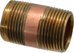 Merit Brass - 2" Long, 1" Pipe Threaded Brass Pipe Nipple - NPT Thread, Red Brass - Eagle Tool & Supply