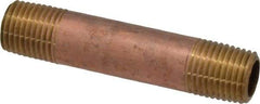 Merit Brass - 2-1/2" Long, 1/4" Pipe Threaded Brass Pipe Nipple - NPT Thread, Red Brass - Eagle Tool & Supply