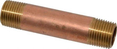 Merit Brass - 3-1/2" Long, 1/2" Pipe Threaded Brass Pipe Nipple - NPT Thread, Red Brass - Eagle Tool & Supply