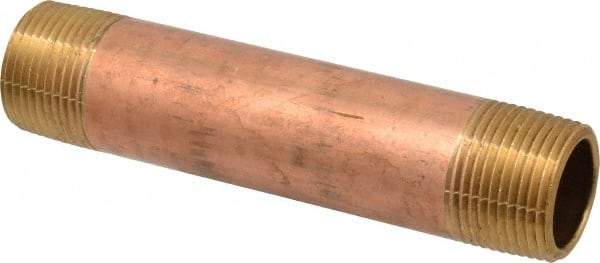 Merit Brass - 4-1/2" Long, 3/4" Pipe Threaded Brass Pipe Nipple - NPT Thread, Red Brass - Eagle Tool & Supply