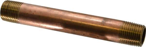 Merit Brass - 5-1/2" Long, 1/2" Pipe Threaded Brass Pipe Nipple - NPT Thread, Red Brass - Eagle Tool & Supply