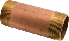 Merit Brass - 5-1/2" Long, 2" Pipe Threaded Brass Pipe Nipple - NPT Thread, Red Brass - Eagle Tool & Supply