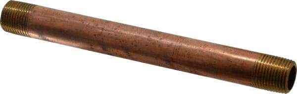 Merit Brass - 6" Long, 3/8" Pipe Threaded Brass Pipe Nipple - NPT Thread, Red Brass - Eagle Tool & Supply