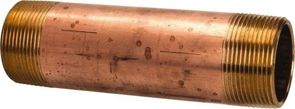 Merit Brass - 6" Long, 1-1/2" Pipe Threaded Brass Pipe Nipple - NPT Thread, Red Brass - Eagle Tool & Supply