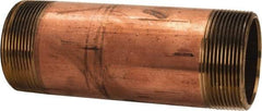 Merit Brass - 6" Long, 2" Pipe Threaded Brass Pipe Nipple - NPT Thread, Red Brass - Eagle Tool & Supply