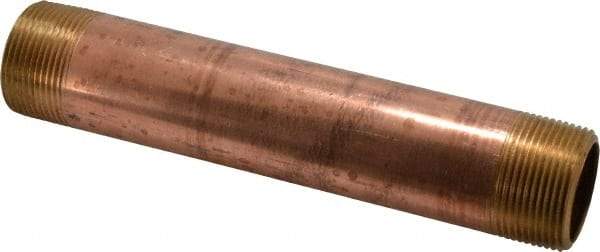 Merit Brass - 8" Long, 1-1/4" Pipe Threaded Brass Pipe Nipple - NPT Thread, Red Brass - Eagle Tool & Supply