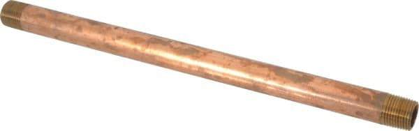 Merit Brass - 10" Long, 3/8" Pipe Threaded Brass Pipe Nipple - NPT Thread, Red Brass - Eagle Tool & Supply