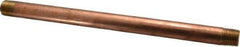 Merit Brass - 12" Long, 1/2" Pipe Threaded Brass Pipe Nipple - NPT Thread, Red Brass - Eagle Tool & Supply