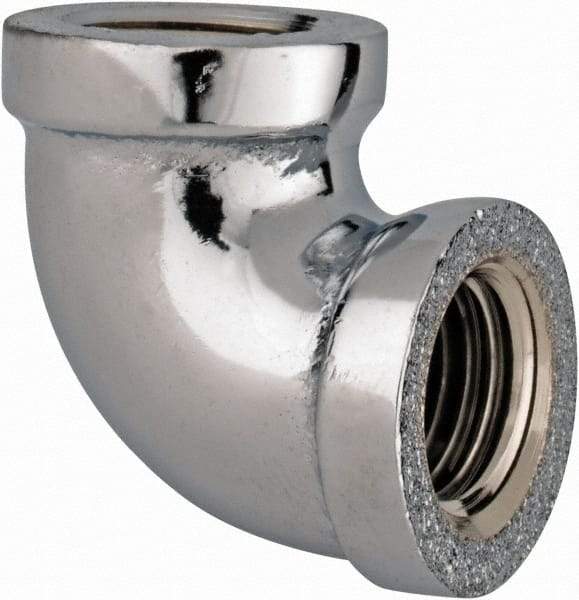 Merit Brass - Class 125, 1/4" Internal Pipe, Red Brass & Chrome 90° Street Elbow - FNPT x FNPT - Eagle Tool & Supply