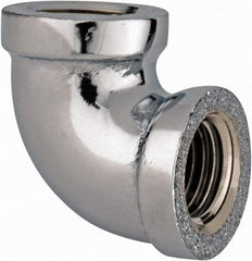Merit Brass - Class 125, 1/4" Internal Pipe, Red Brass & Chrome 90° Street Elbow - FNPT x FNPT - Eagle Tool & Supply