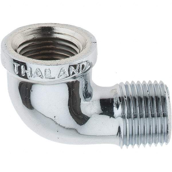 Merit Brass - Class 125, 1/2" Internal Pipe, Red Brass & Chrome 90° Street Elbow - FNPT x MNPT - Eagle Tool & Supply