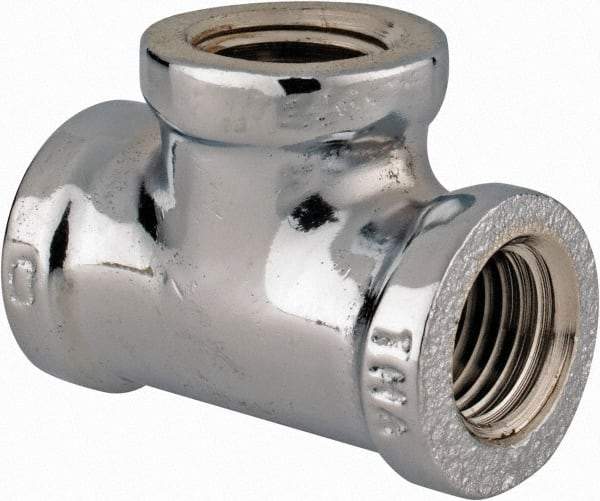 Merit Brass - Class 125, 1/4" Internal Pipe, Red Brass & Chrome Tee - FNPT x FNPT - Eagle Tool & Supply
