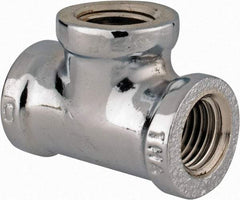 Merit Brass - Class 125, 1/4" Internal Pipe, Red Brass & Chrome Tee - FNPT x FNPT - Eagle Tool & Supply
