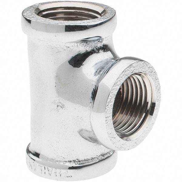 Merit Brass - Class 125, 1/2" Internal Pipe, Red Brass & Chrome Tee - FNPT x FNPT - Eagle Tool & Supply