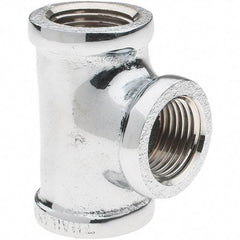 Merit Brass - Class 125, 1/2" Internal Pipe, Red Brass & Chrome Tee - FNPT x FNPT - Eagle Tool & Supply