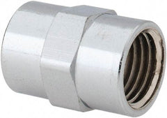 Merit Brass - Class 125, 1/4" Internal Pipe, Red Brass & Chrome Coupling - FNPT x FNPT - Eagle Tool & Supply