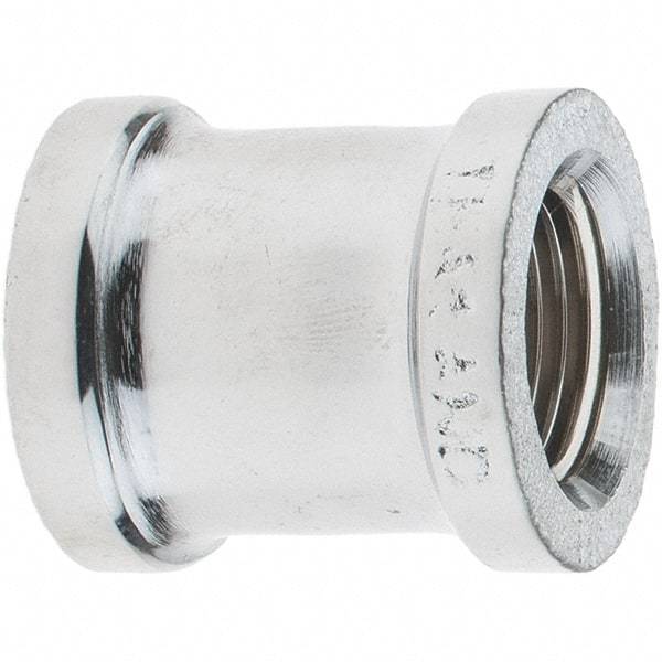 Merit Brass - Class 125, 3/8" Internal Pipe, Red Brass & Chrome Coupling - FNPT x FNPT - Eagle Tool & Supply
