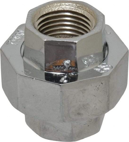 Merit Brass - Class 125, 1/2" Internal Pipe, Red Brass & Chrome Union - FNPT x FNPT - Eagle Tool & Supply