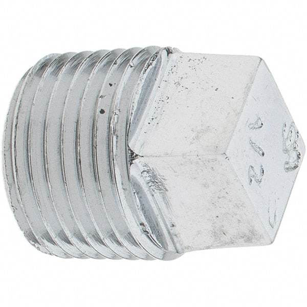 Merit Brass - Class 125, 1/2" Internal Pipe, Red Brass & Chrome Square Head Plug - MNPT - Eagle Tool & Supply
