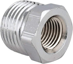 Merit Brass - Class 125, 1/2 x 1/4" Internal Pipe, Red Brass & Chrome Hex Bushing - MNPT x FNPT - Eagle Tool & Supply