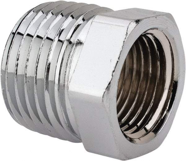 Merit Brass - Class 125, 1/2 x 3/8" Internal Pipe, Red Brass & Chrome Hex Bushing - MNPT x FNPT - Eagle Tool & Supply