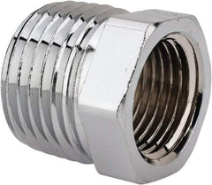 Merit Brass - Class 125, 1/2 x 3/8" Internal Pipe, Red Brass & Chrome Hex Bushing - MNPT x FNPT - Eagle Tool & Supply