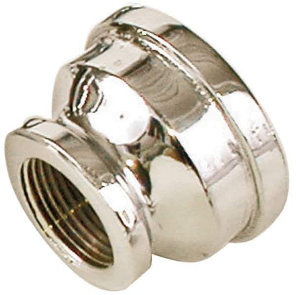Merit Brass - Class 125, 1 x 3/4" Internal Pipe, Red Brass & Chrome Reducing Coupling - FNPT x FNPT - Eagle Tool & Supply