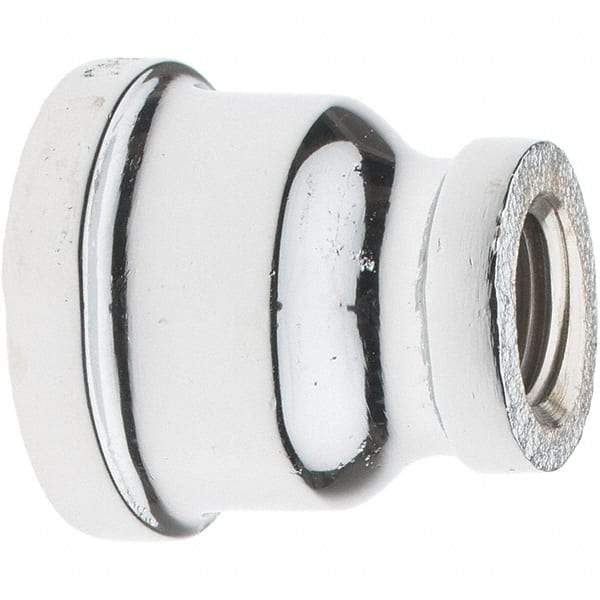 Merit Brass - Class 125, 1/2 x 1/4" Internal Pipe, Red Brass & Chrome Reducing Coupling - FNPT x FNPT - Eagle Tool & Supply