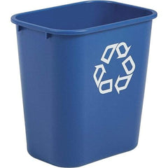 Rubbermaid - 14 Qt Blue Rectangle Recycling Container - Polyethylene, 12-1/8" High x 11.38" Long x 8-1/4" Wide - Eagle Tool & Supply