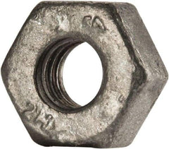 Value Collection - 1/4-20 UNC Steel Right Hand Heavy Hex Nut - 1/2" Across Flats, 15/64" High, Galvanized Finish - Eagle Tool & Supply